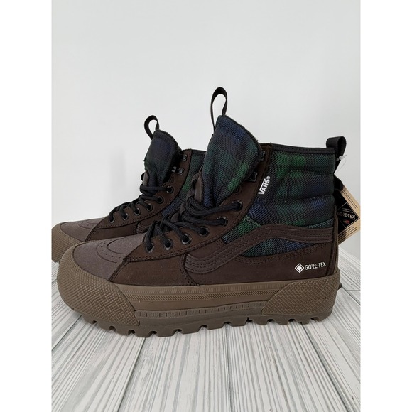 Vans Other - Vans Sk8-Hi Gore Tex MTE 3 Tech Plaid Brown Green Boots Men Size 7.5 VN0A5I11BGS